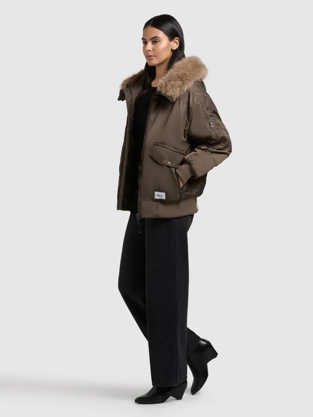 khujo-jacke-cela-potter-brown-damen-bomberjacke-mit-kapuze image 1