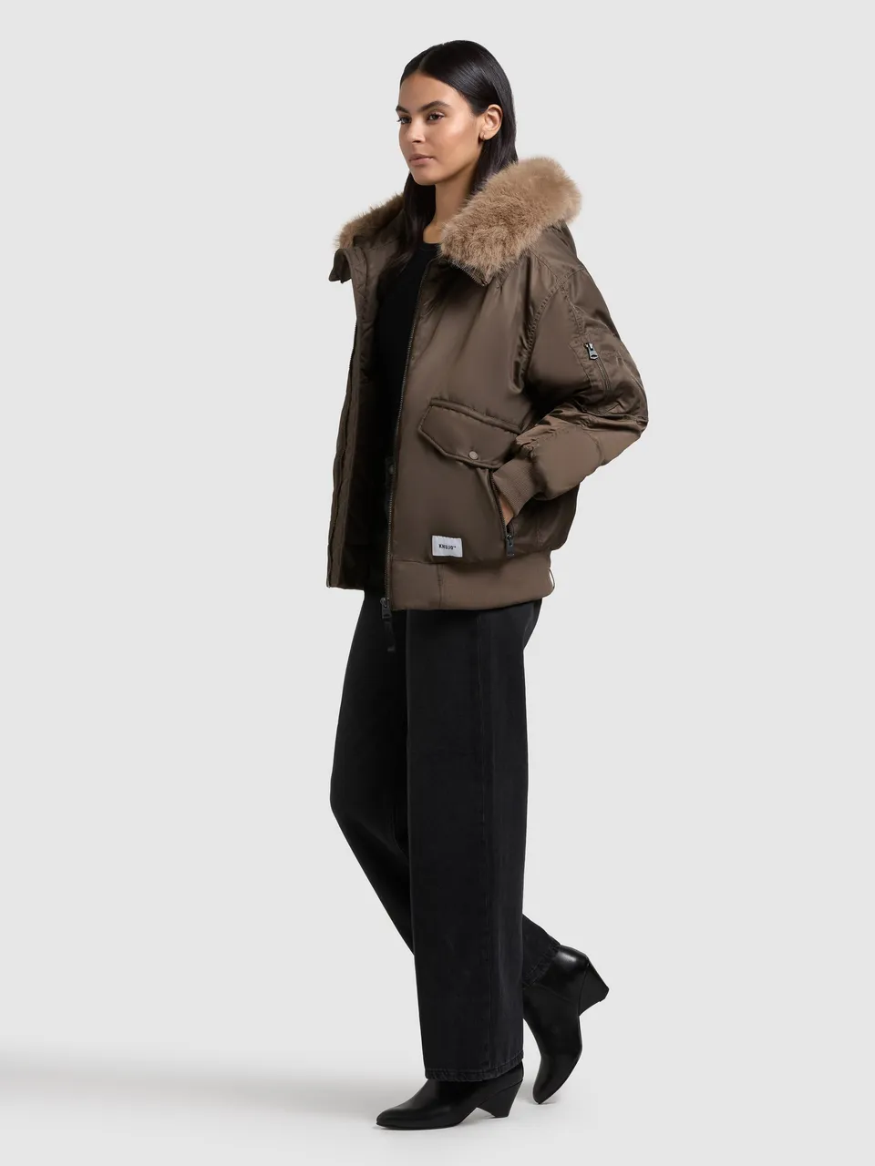 khujo-jacke-cela-potter-brown-damen-bomberjacke-mit-kapuze image 1