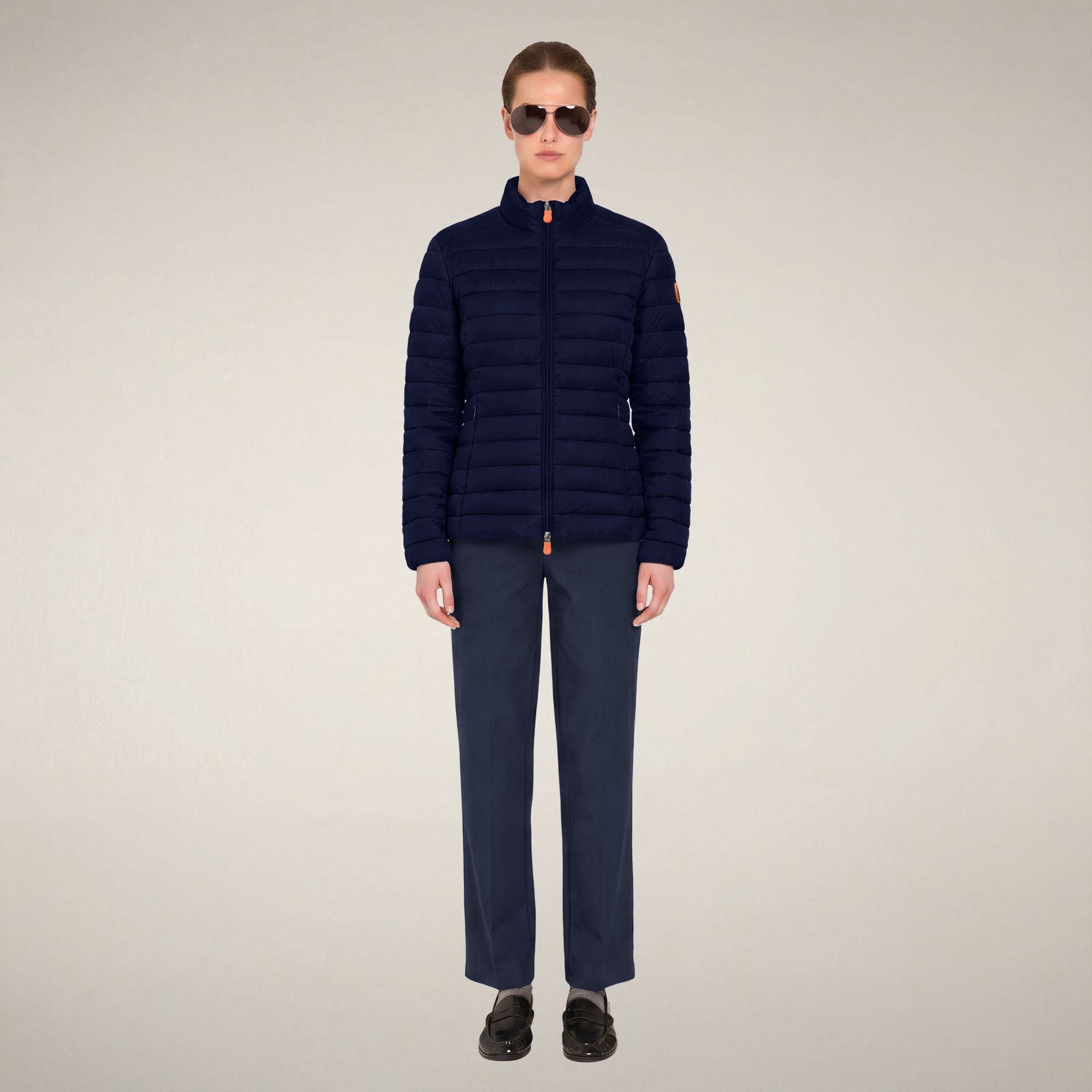 save-the-duck-carly-damen-pufferjacke-navyblau-mit-stehkragen image 1