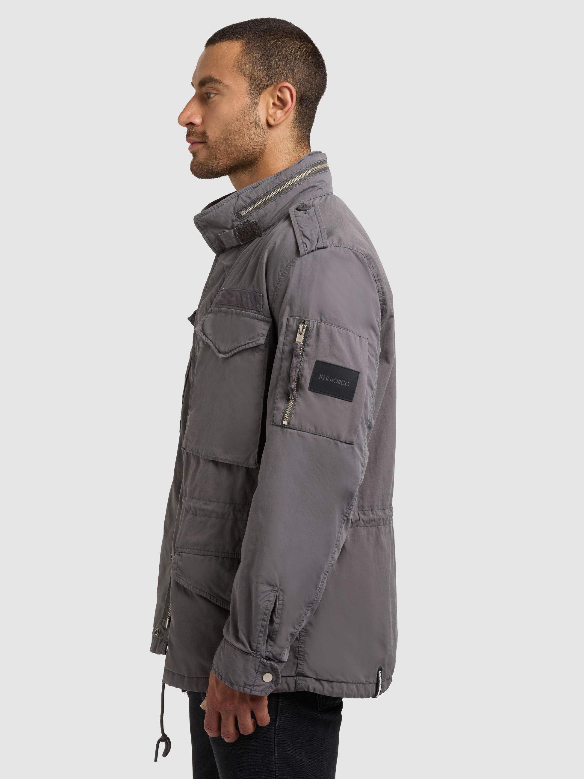 khujo-jacke-ovin-damen-fieldjacket-sea-grey-regular-fit-military image 5