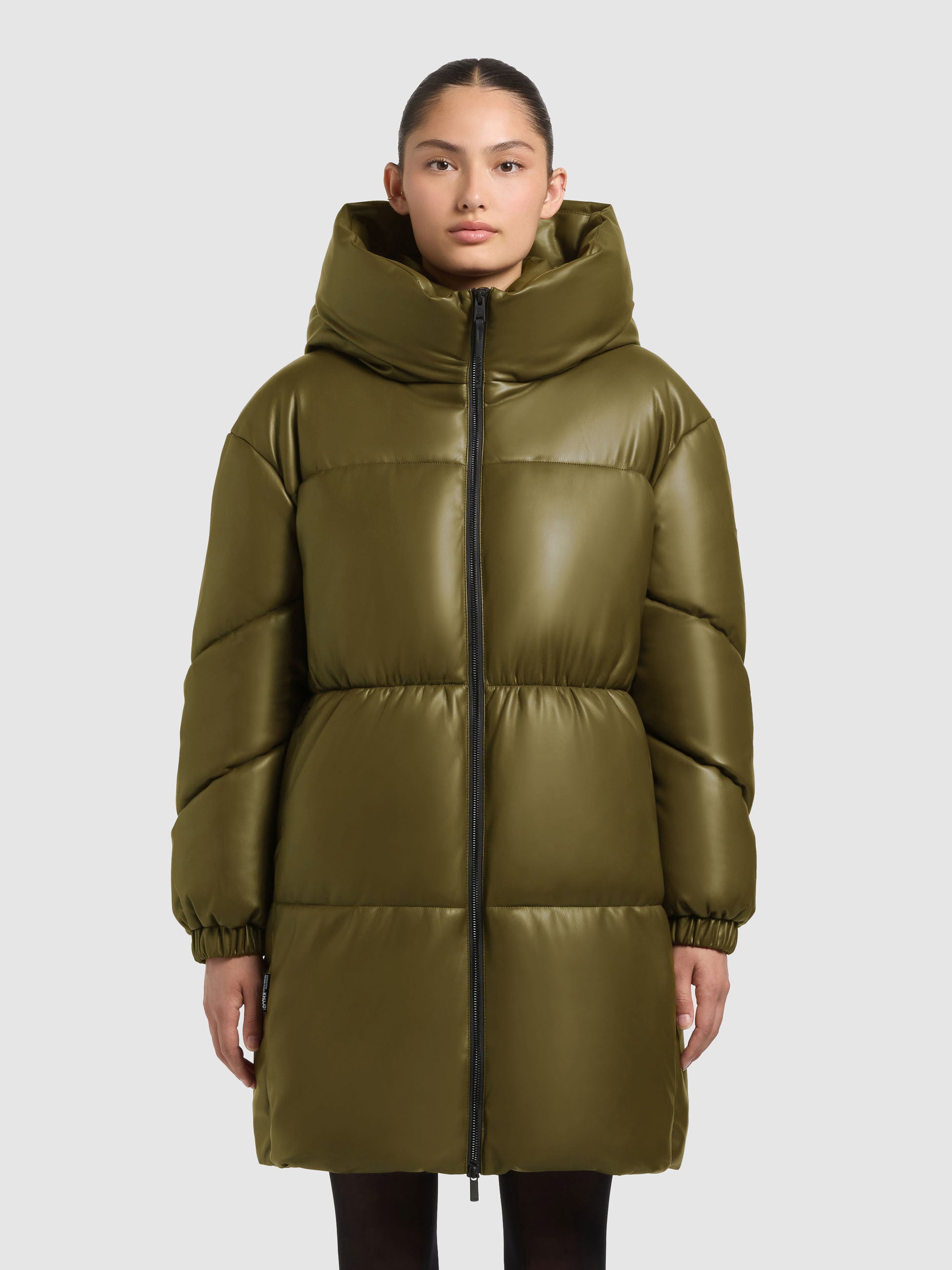 khujo-mantel-lorsa-olive-damen-wintermantel-loose-fit-in-lederoptik image 4