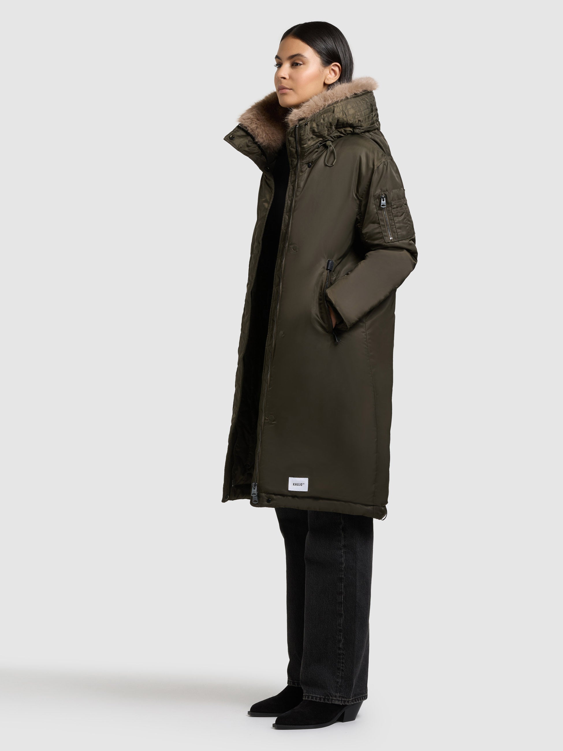 khujo-mantel-oliva-forest-green-wintermantel-loose-fit-bomber-look image 2