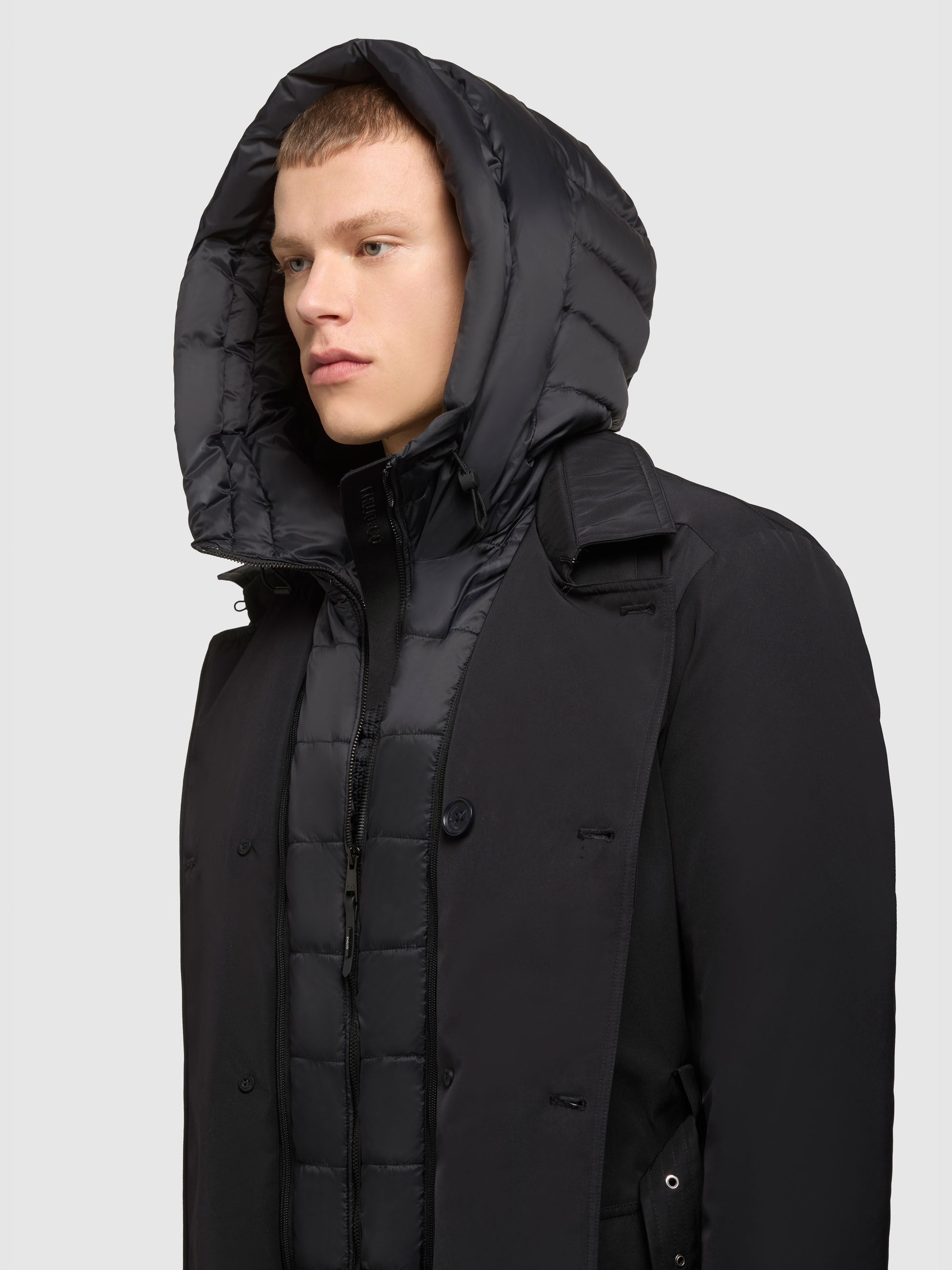 khujo-mantel-tarm-black-wattierter-trenchcoat-kurzmantel image 7