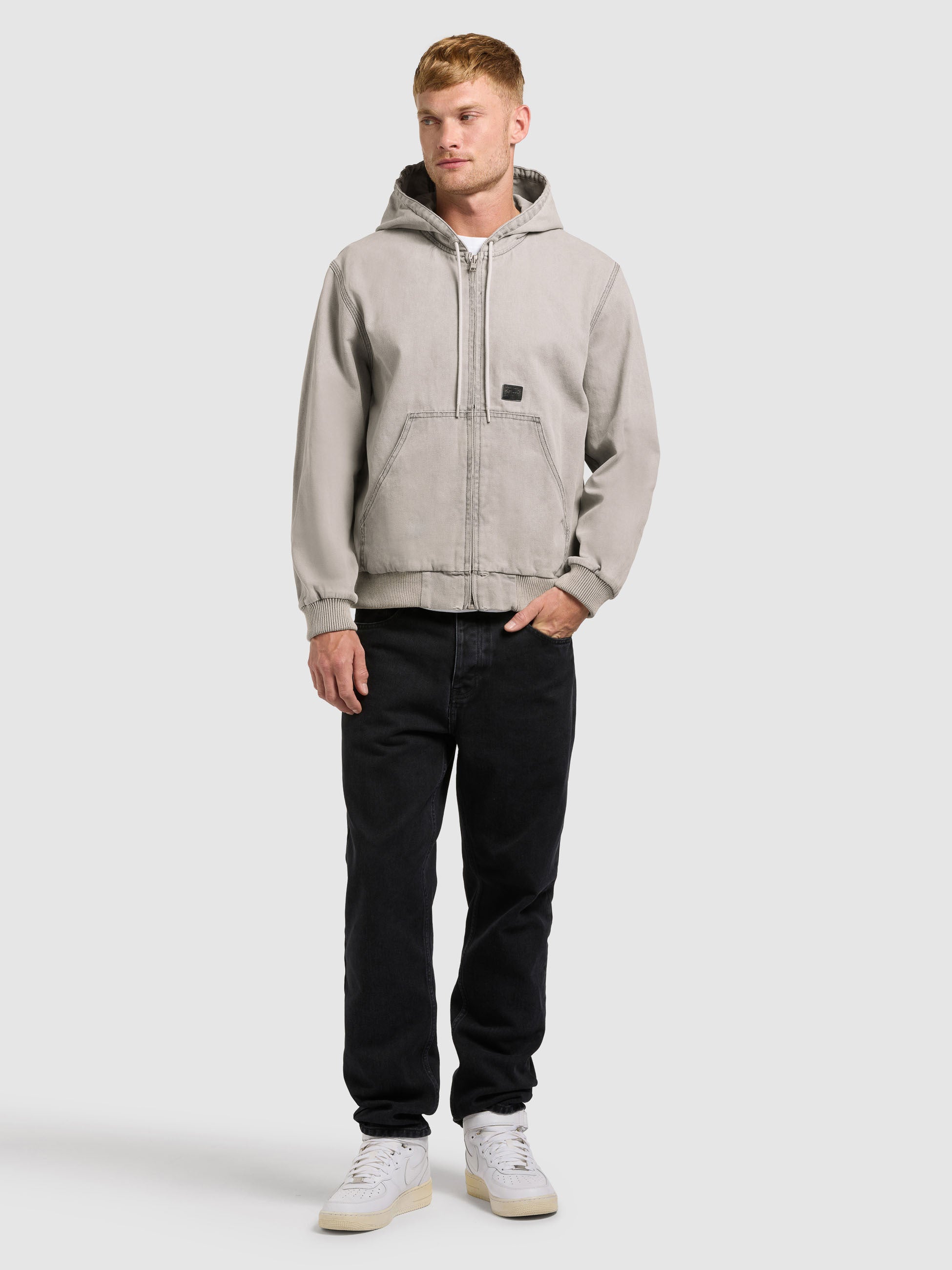 khujo-jacke-rhiis-greige-workwear-blouson-aus-baumwoll-canvas-mit-kapuze image 2