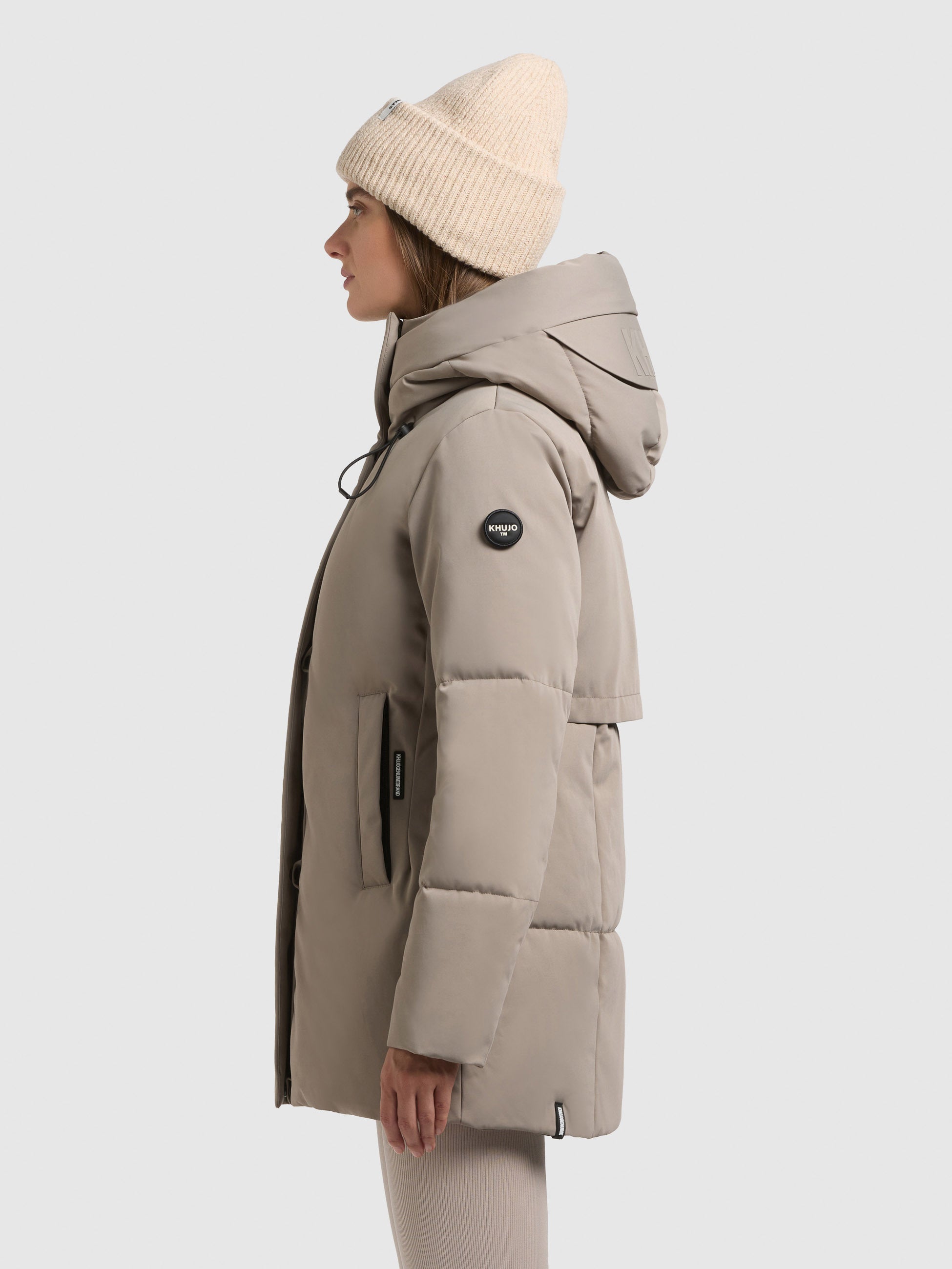 khujo-jacke-allap-greige-damen-teil-gesteppte-winter-kapuzenjacke image 5