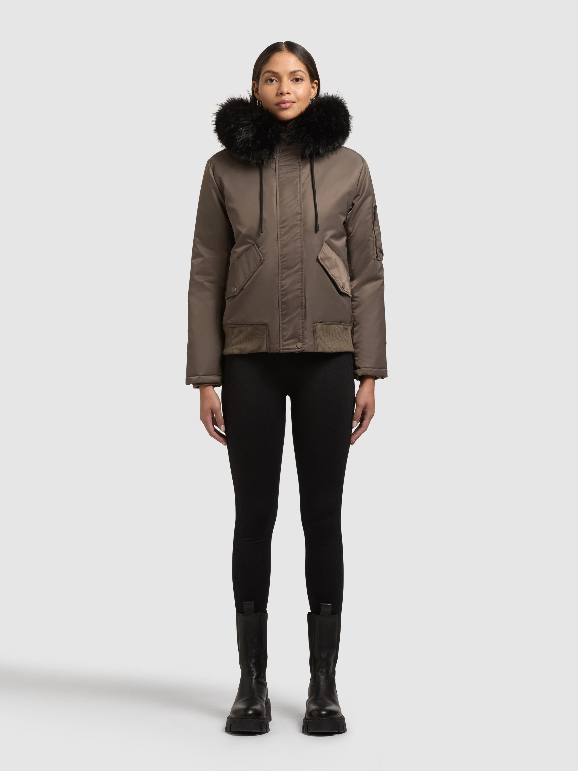 khujo-tyla-bomberjacke-f-r-damen-in-potter-brown-mit-kunstfell image 1