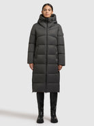 khujo-lima-coat-dark-melange-gray-knielanger-damenmantel image 2