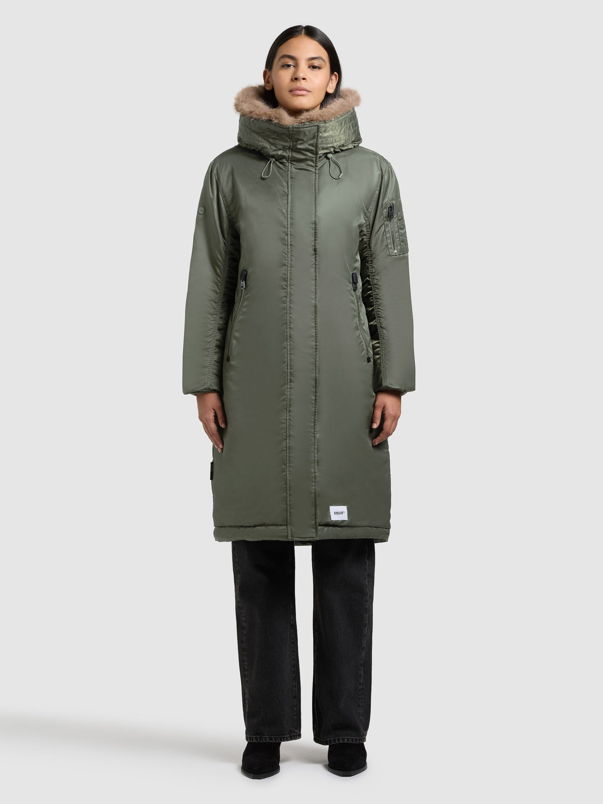 khujo-coat-oliva-sage-green-wintermantel-damen-mit-abnehmbarem-kunstfell image 1