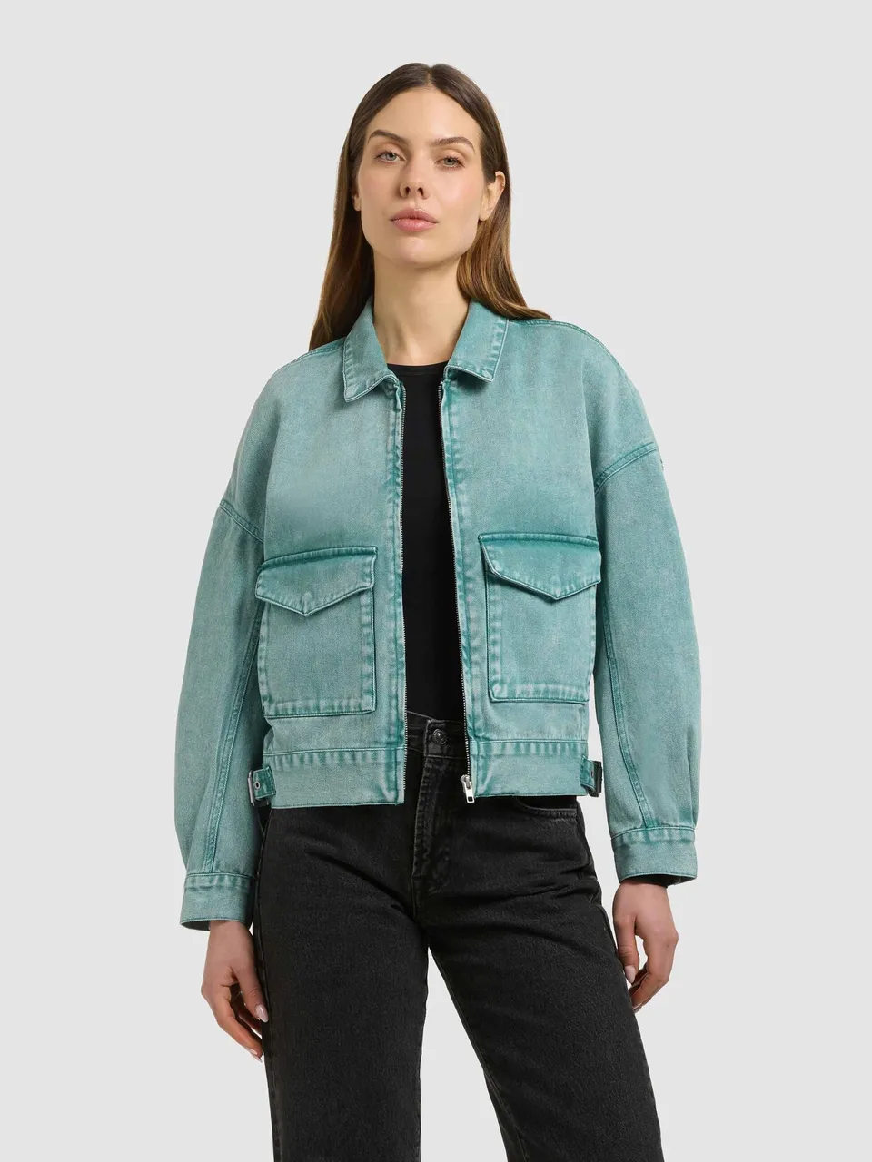 khujo-jacke-nelina-teal-damen-jeansjacke-aus-baumwoll-denim image 1