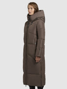 khujo-coat-prayce-taupe-dark-langer-steppmantel-damen image 5