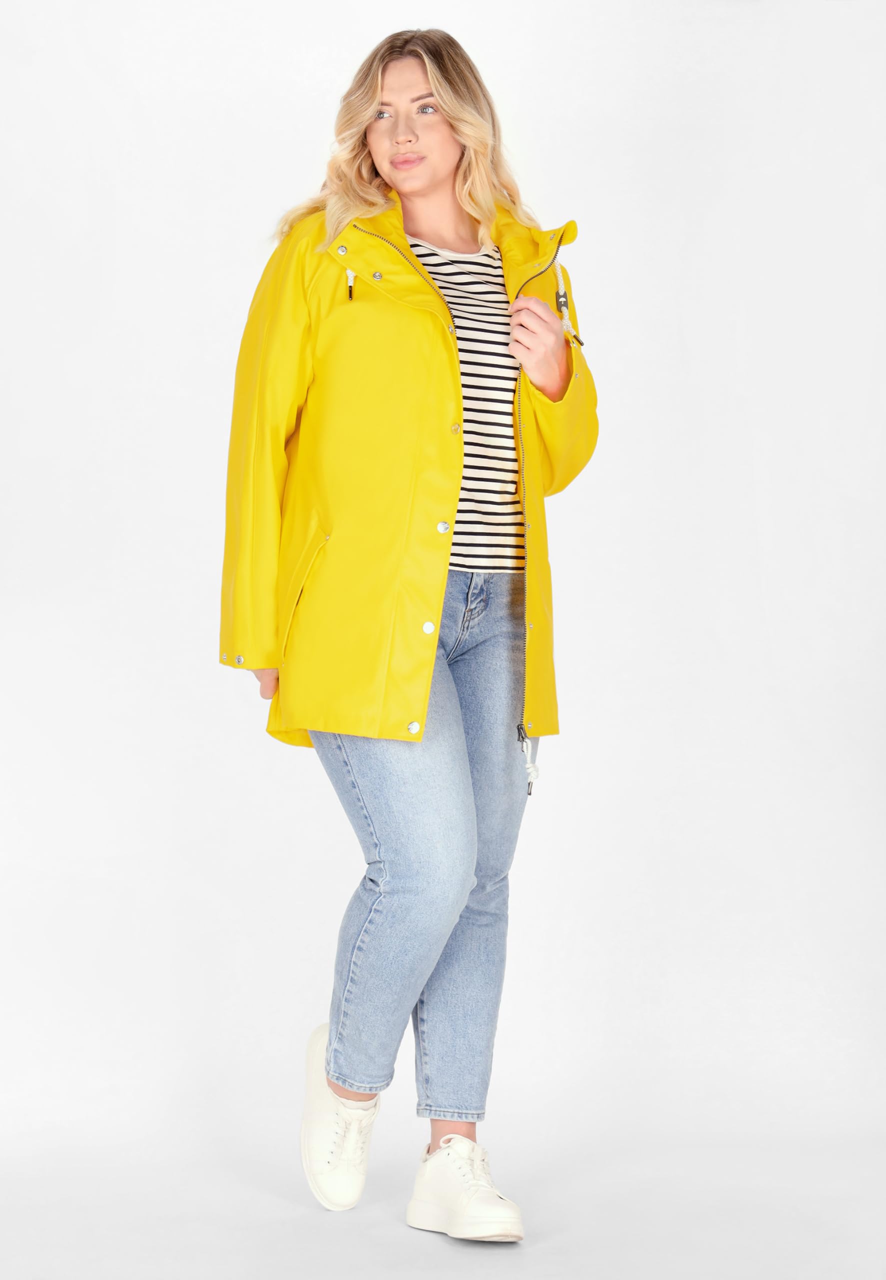 schmuddelwedda-damen-curvy-regenmantel-outdoor-regenmantel-mit-hohem-kragen-und- image 2