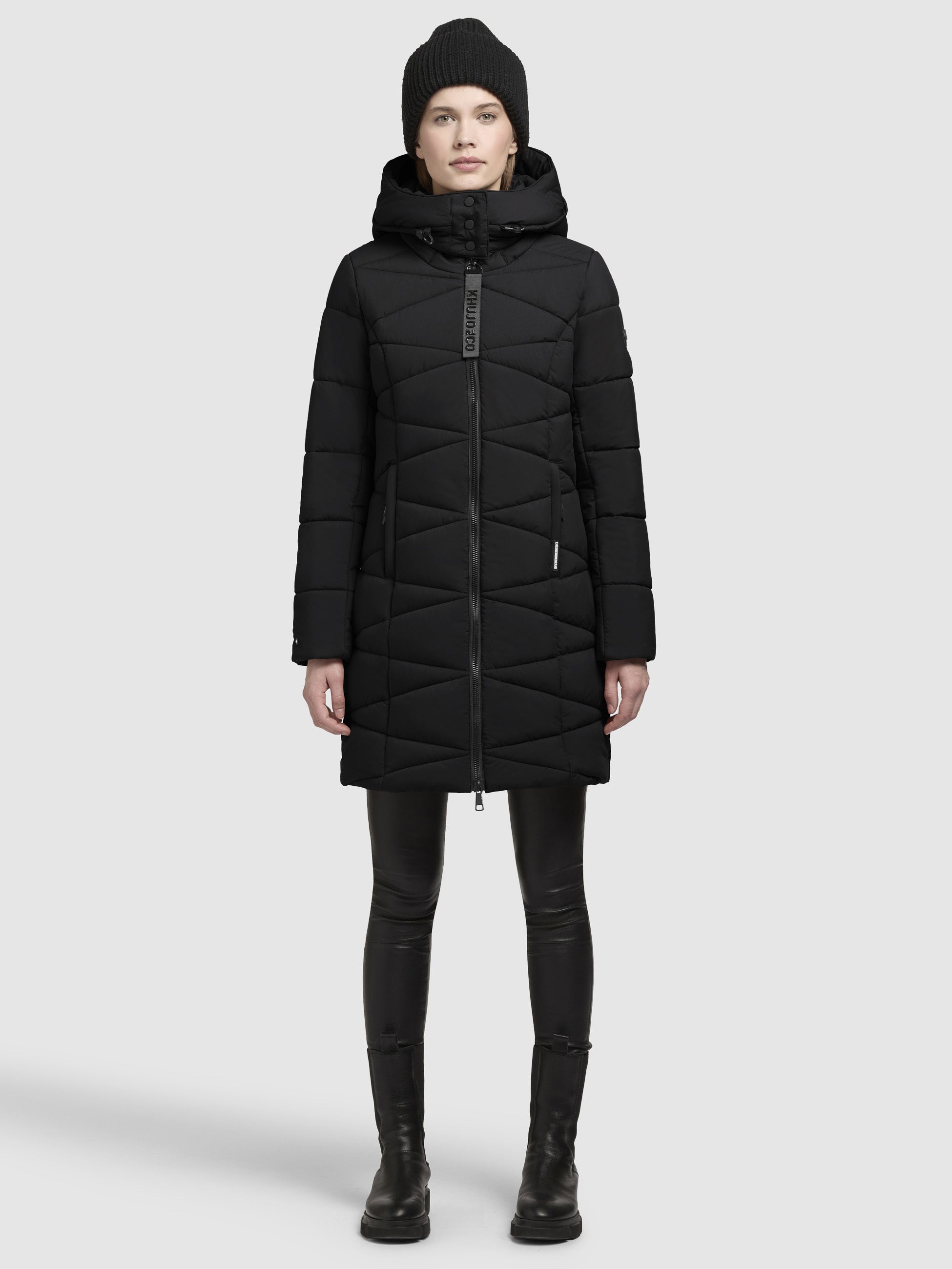 khujo-coat-fitt3-damen-steppmantel-mit-kapuze-in-black image 1