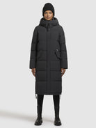 khujo-riad-mantel-dark-gray-knielanger-wattierter-damen-parka image 2