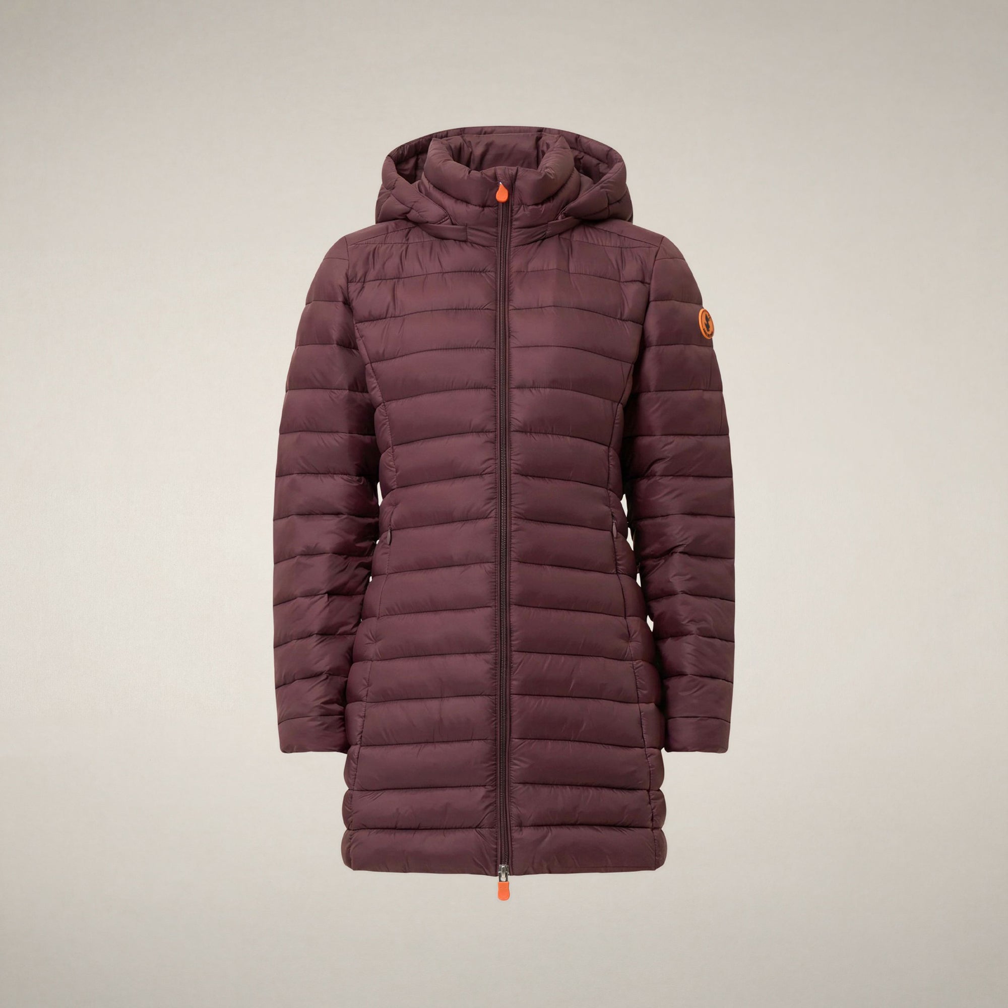 save-the-duck-carol-damen-steppmantel-lang-bordeaux-schwarz image 3