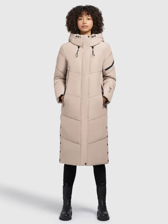 khujo-mantel-sonje5-hellbeige-langer-wattierter-damen-steppmantel image 1