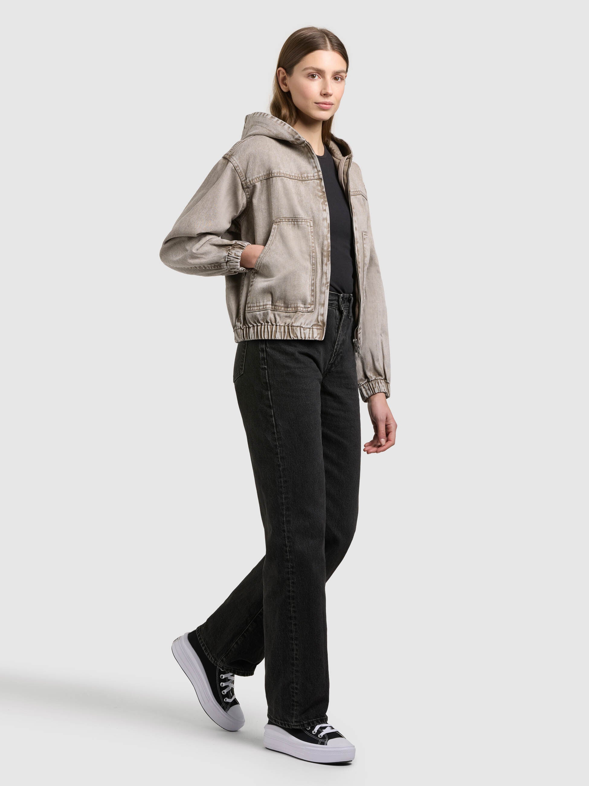 khujo-blouson-gretel-latte-brown-damen-jeansjacke-denim-mit-kapuze-oversize image 2