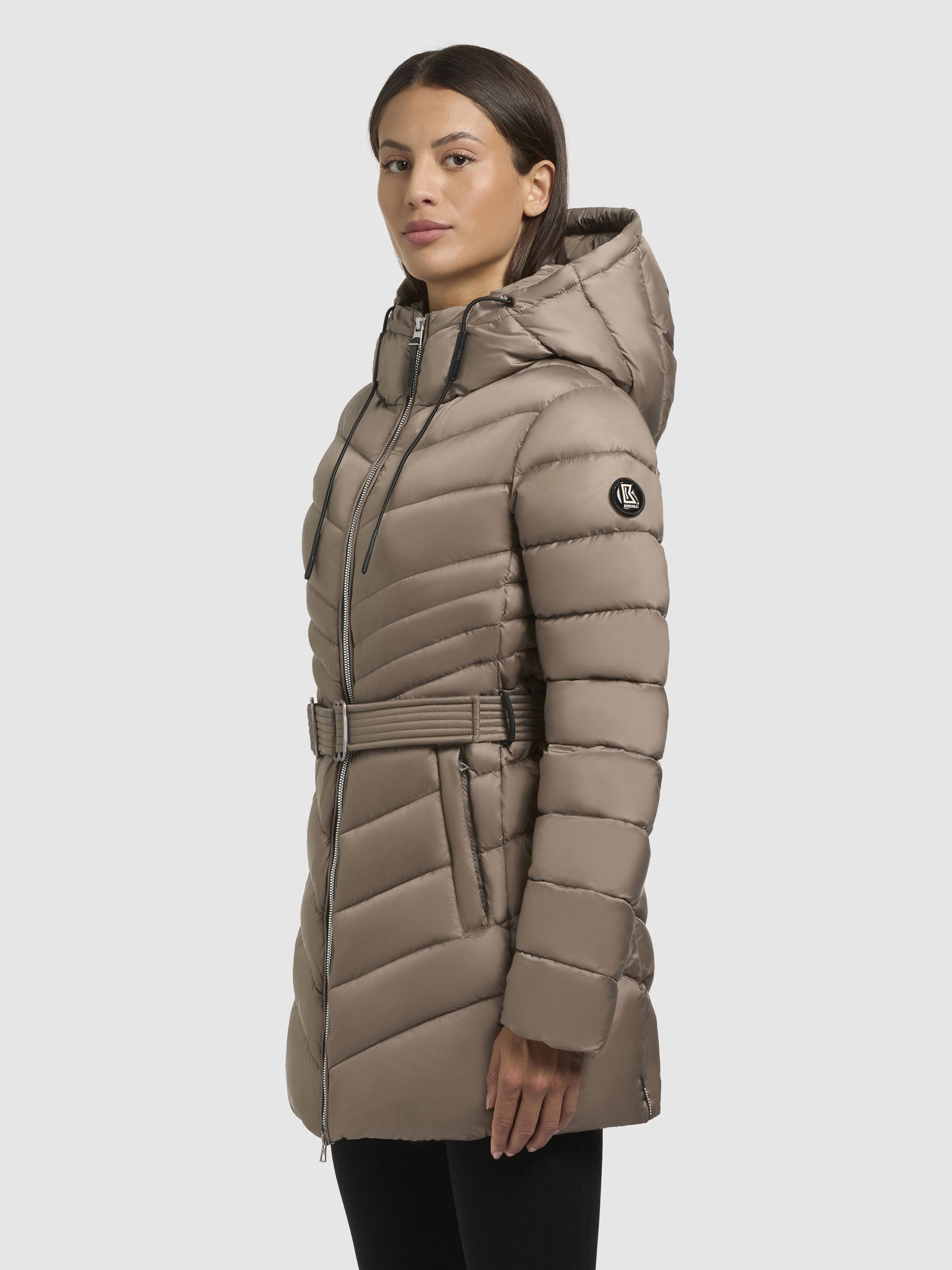 khujo-jacke-selma-graubeige-damen-steppjacke-mit-tailleng-rtel-und-kapuze image 5