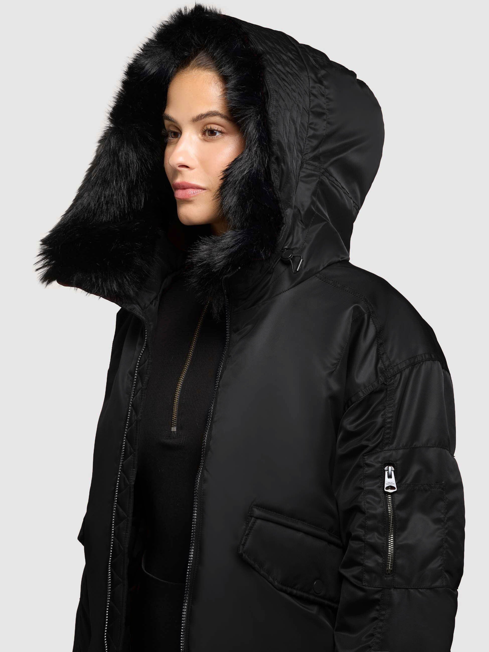 khujo-jacke-cela-bomber-damen-black-loose-fit-mit-kunstfell image 7