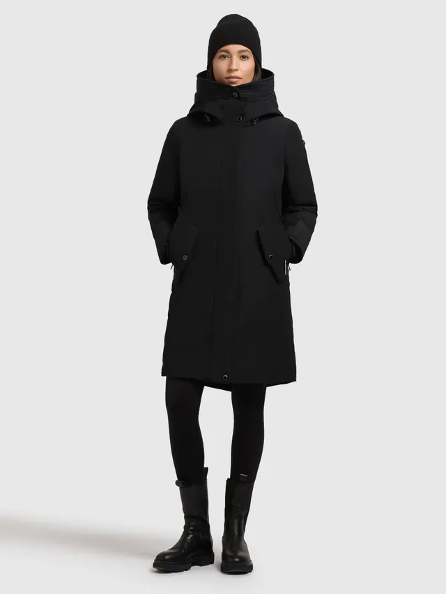 khujo-coat-webb-black-kurzer-wattierter-damen-mantel-mit-kapuze-und-taillenkorde image 1