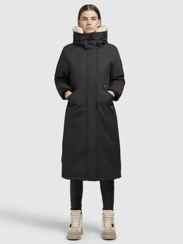 khujo-coat-agneta-dark-gray-knielanger-damen-wintermantel-leicht-wattiert image 1