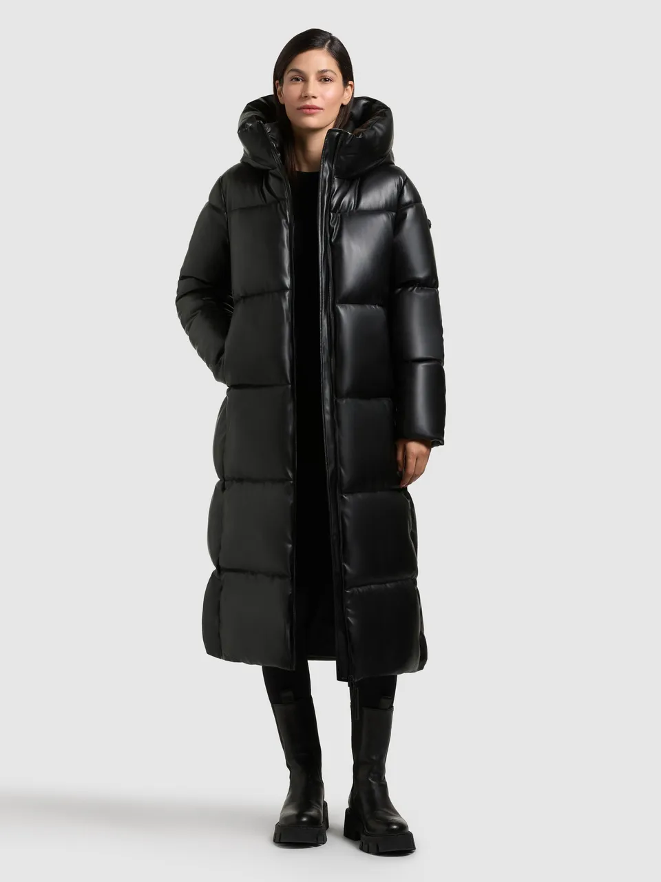 khujo-mantel-destiny-black-wadenlanger-wintermantel-in-lederoptik image 1