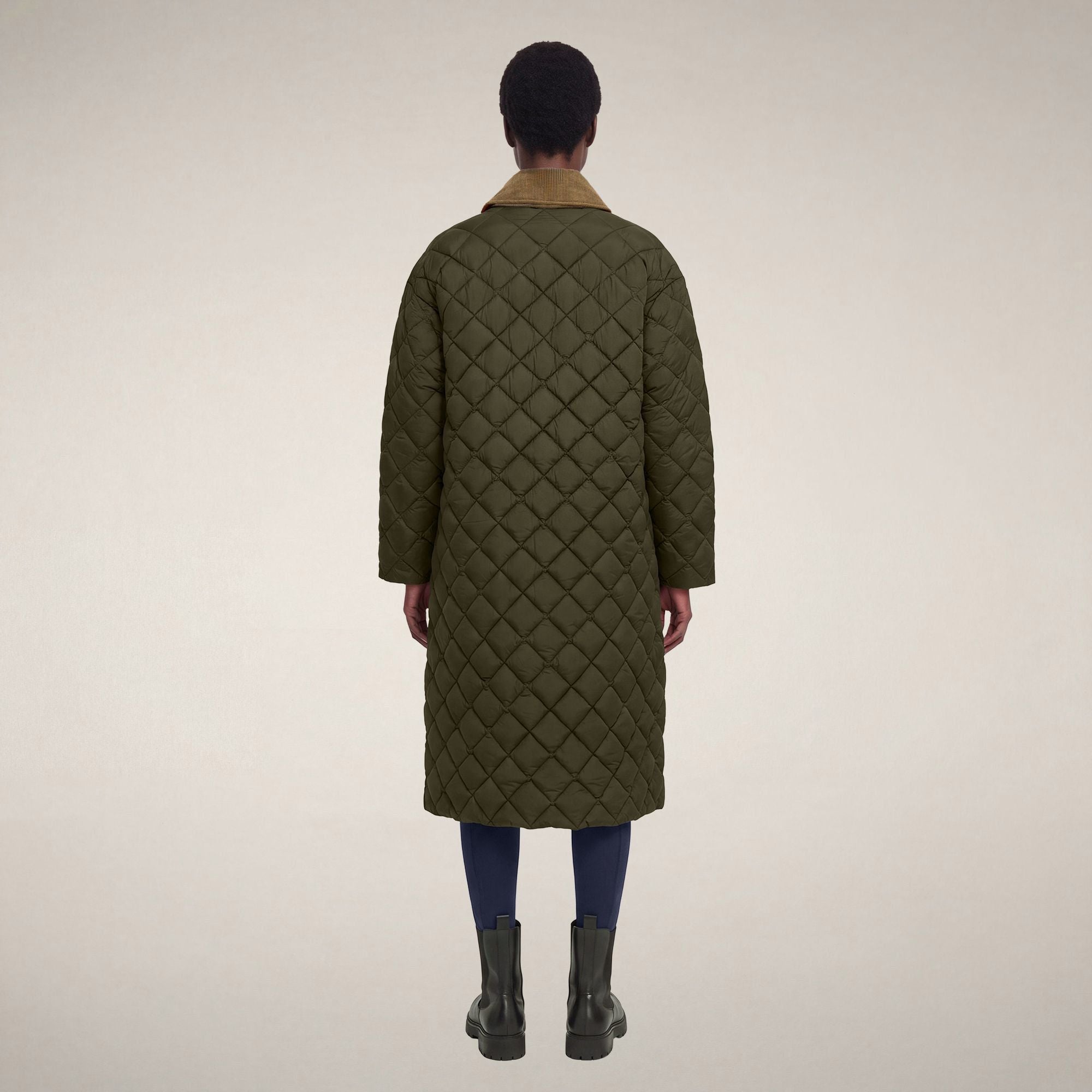 save-the-duck-sadie-damen-long-steppjacke-gr-n-serpente-rautenstepp-mit-kontrast image 2