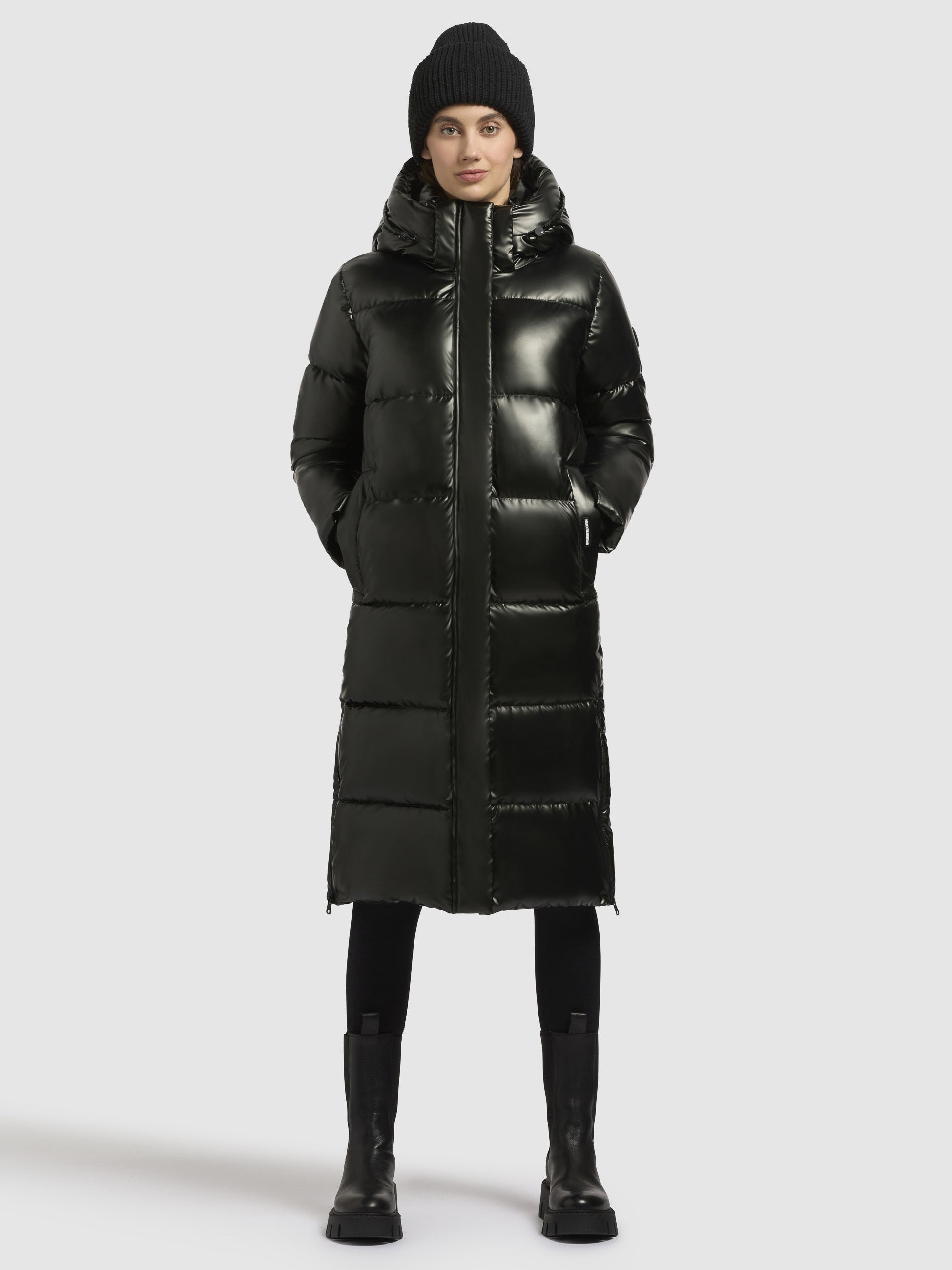khujo-coat-rachel-shiny-dark-green-steppmantel-damen-knielang-regular-fit image 1