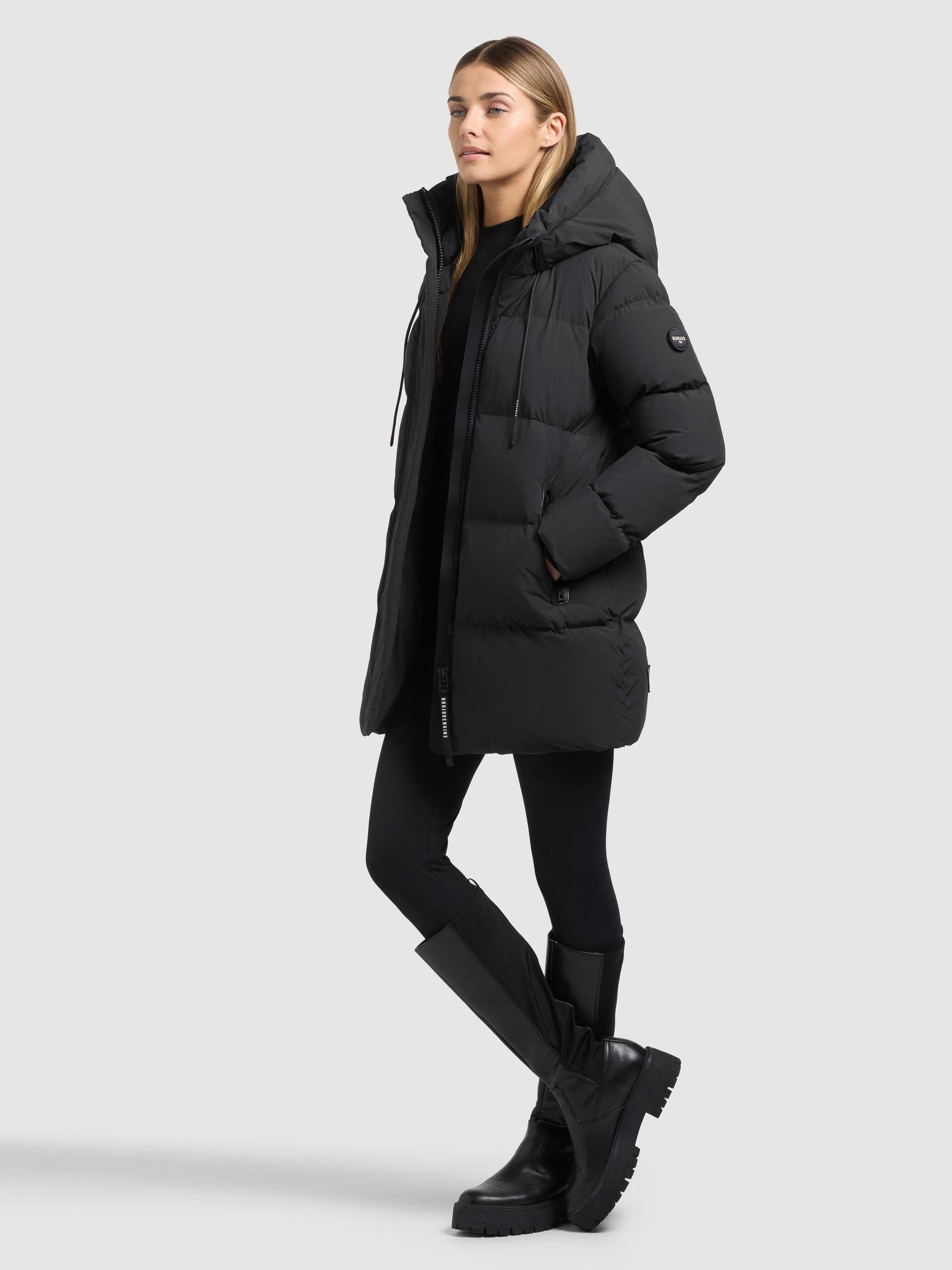 khujo-jacke-drown2-matt-steel-depth-grey-steppjacke-loose-fit-wattiert-mit-kapuz image 2