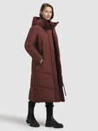 khujo-coat-sonje6-dark-red-wadenlanger-steppmantel-relaxed-fit-mit-kapuze image 6
