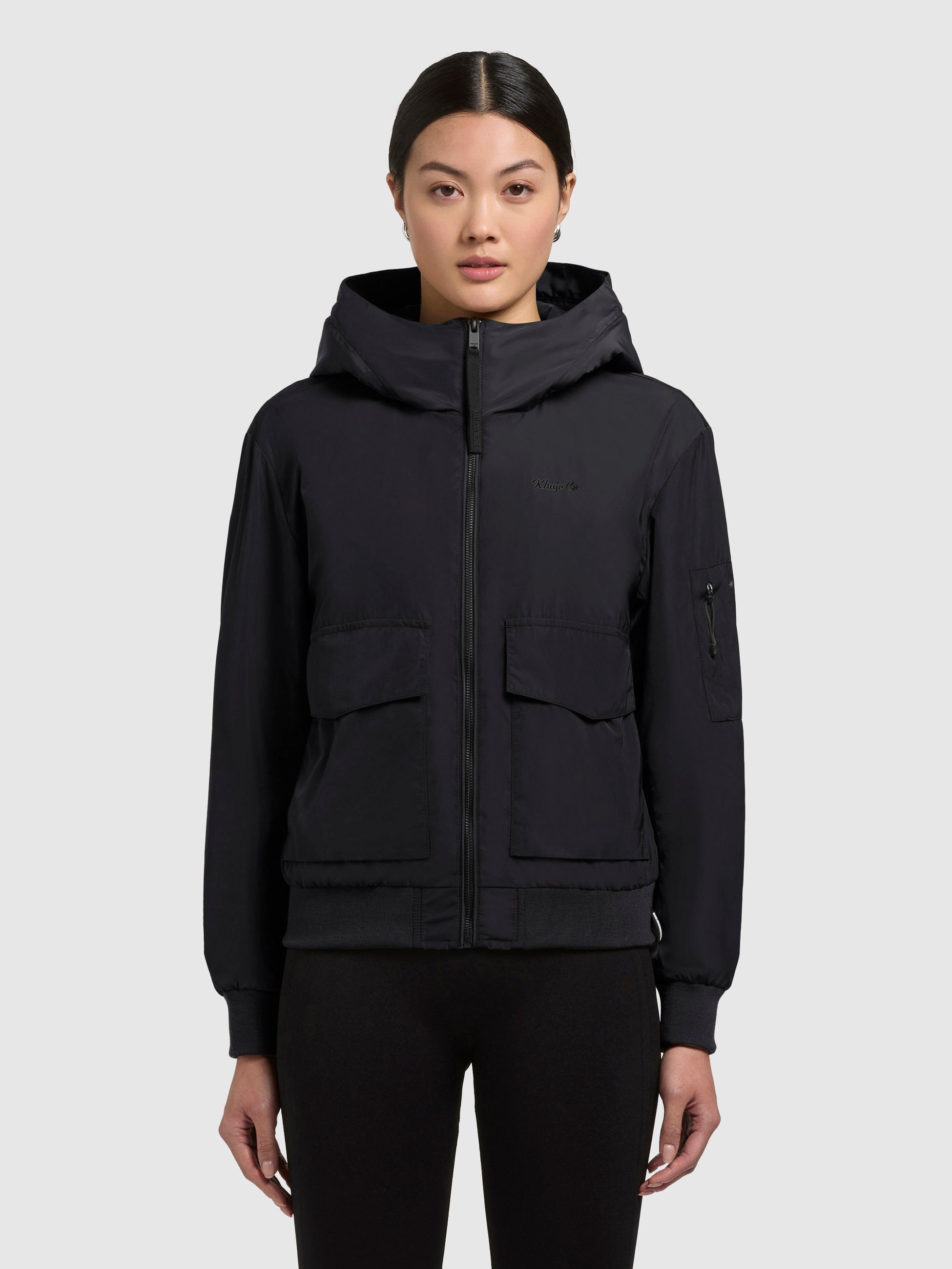 khujo-blousonjacke-anov-damen-bomberjacke-schwarz-doppelte-kapuze image 4