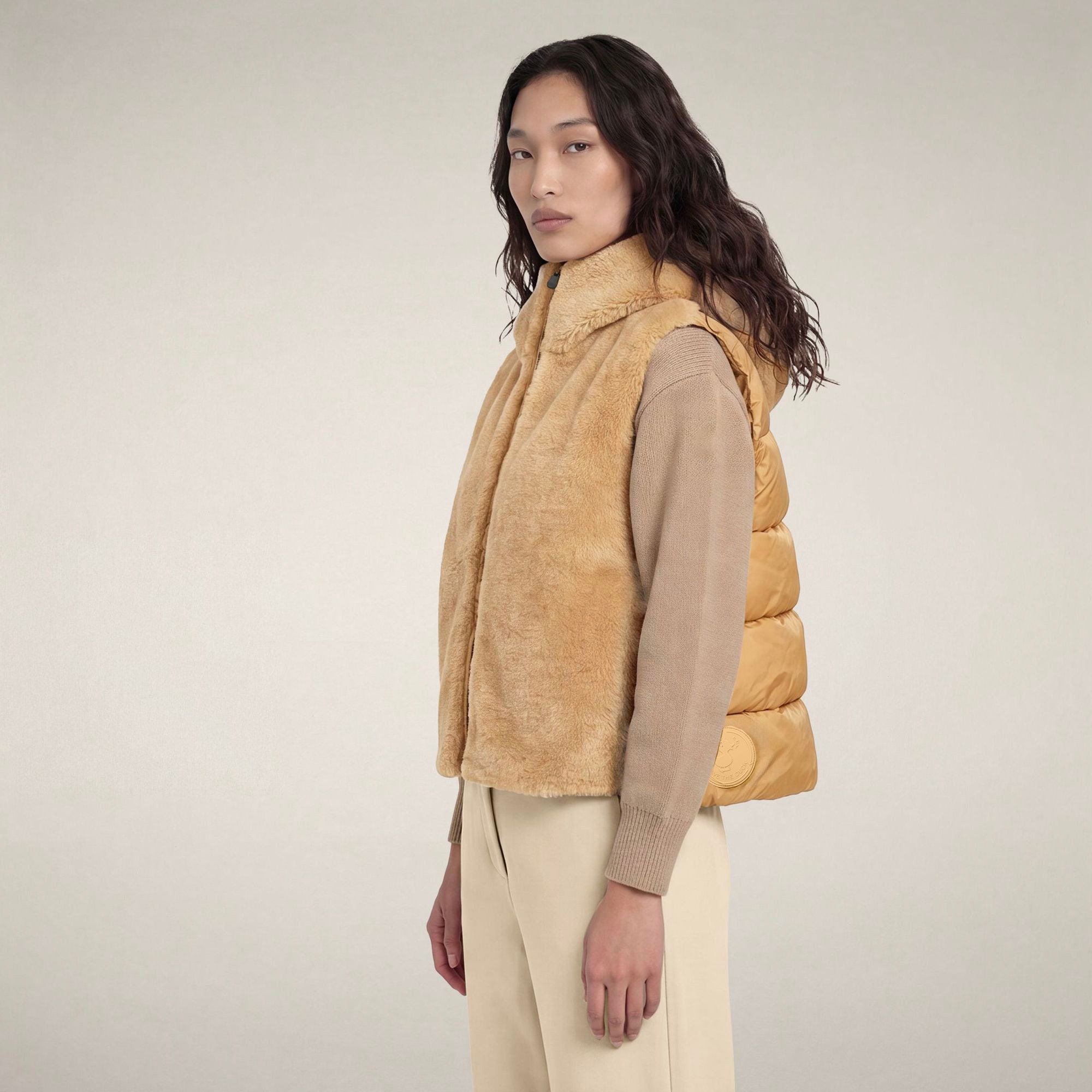 save-the-duck-cassandra-damen-steppweste-pelz-optik-steinbeige image 5