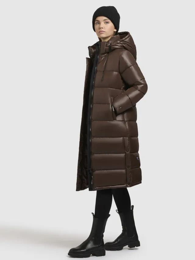 khujo-coat-julina3-satin-damen-steppmantel-chocolate-brown image 1