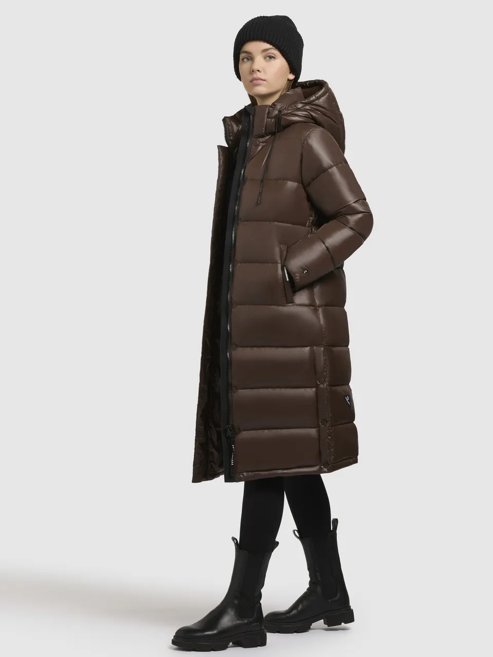 khujo-coat-julina3-satin-damen-steppmantel-chocolate-brown image 1