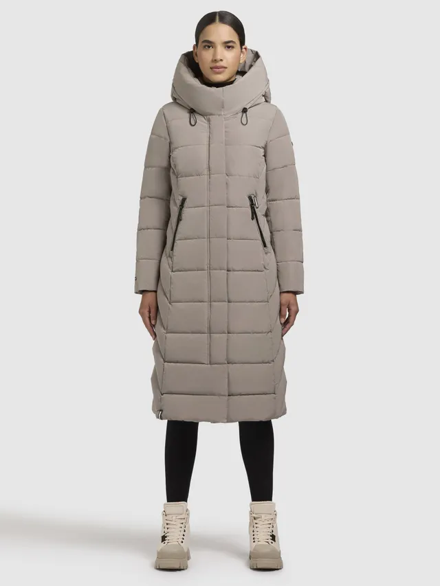 khujo-mantel-sensy-graubeige-wadenlanger-winter-steppmantel-regular-fit image 1