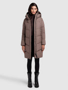 khujo-graya-damen-coat-taupe-wattiert-mit-kapuze-kurz image 2