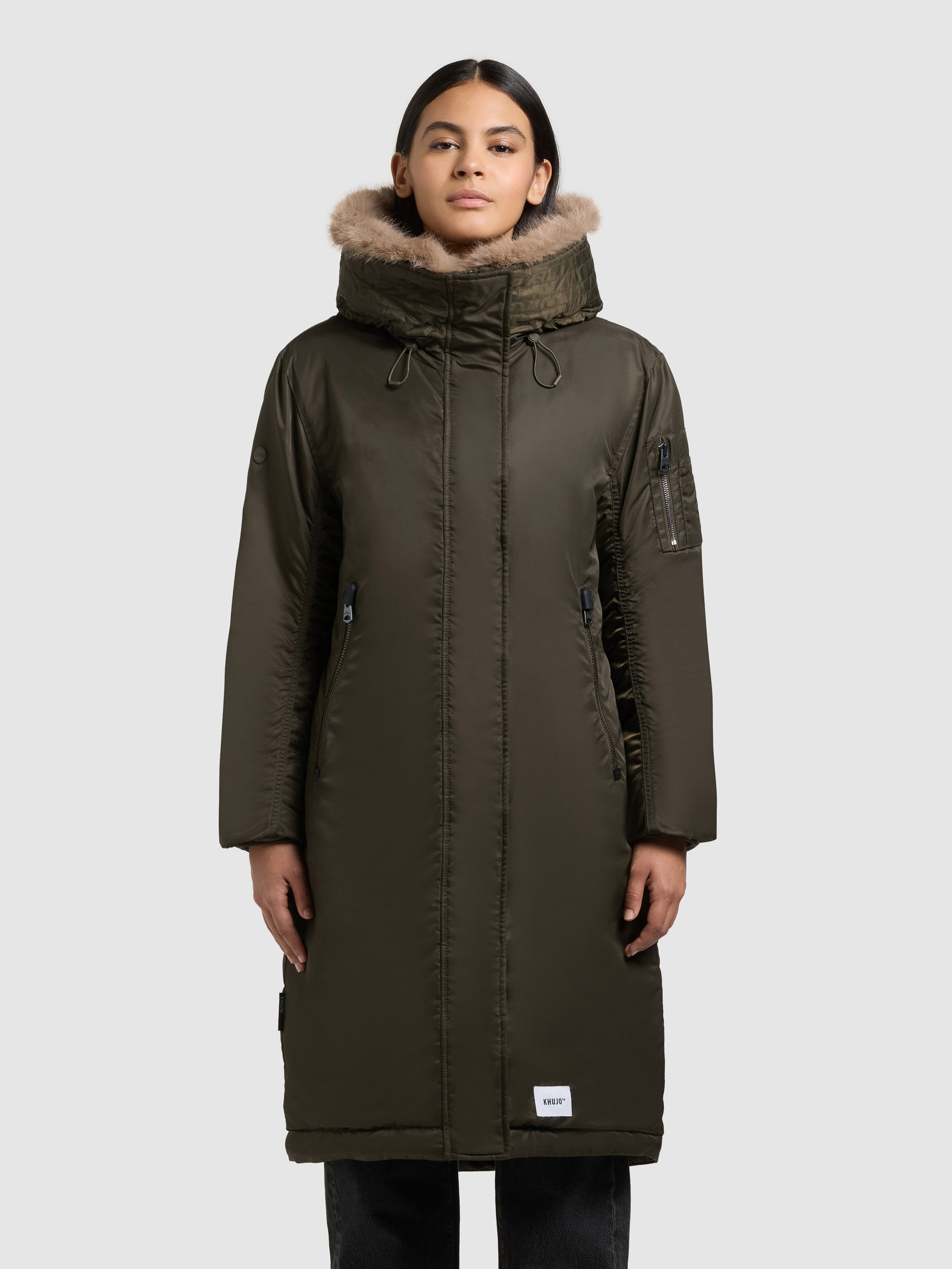 khujo-mantel-oliva-forest-green-wintermantel-loose-fit-bomber-look image 4