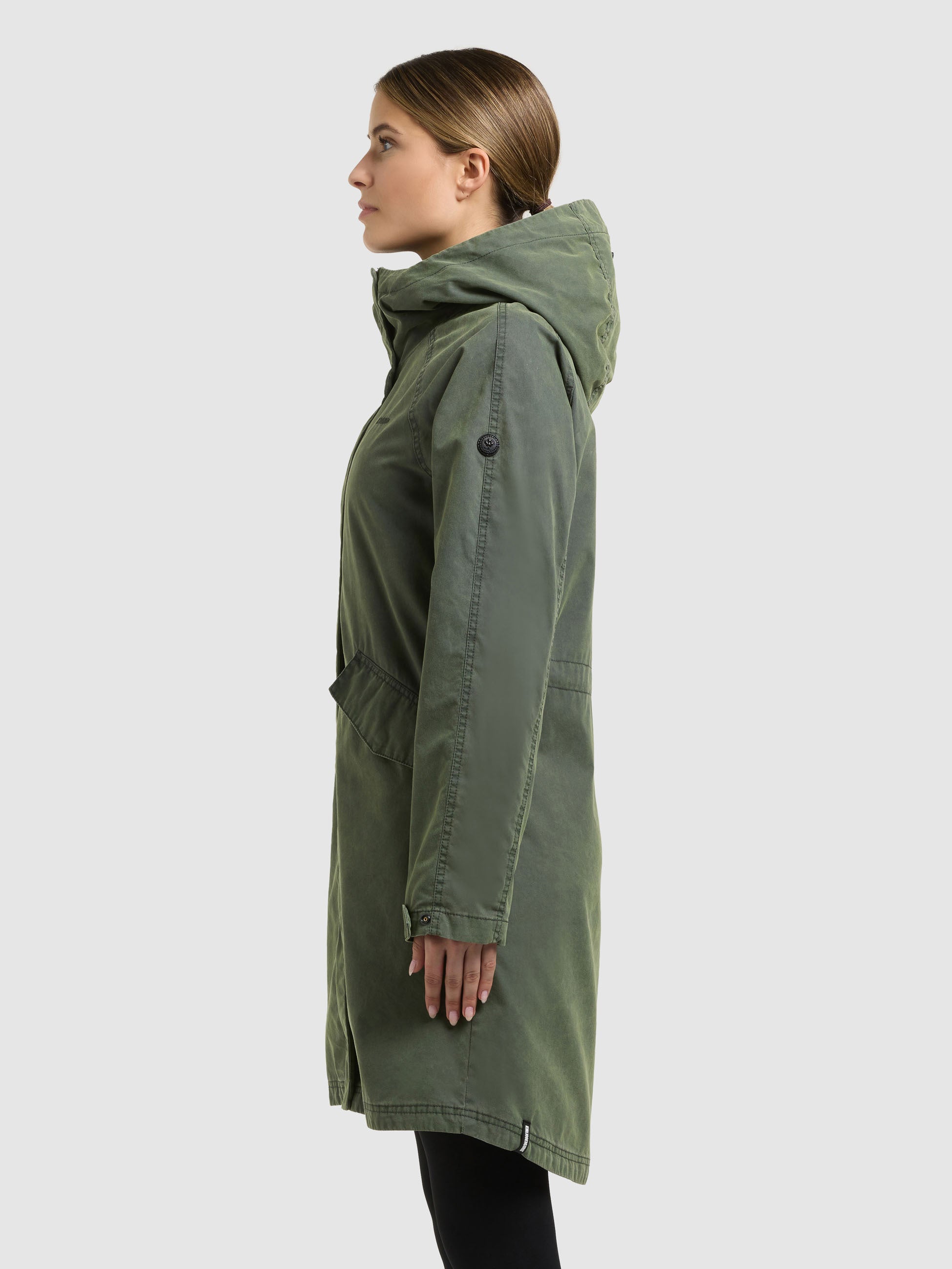 khujo-leal-damen-parka-schwarz-olive-vintage-mit-taillenzug image 5