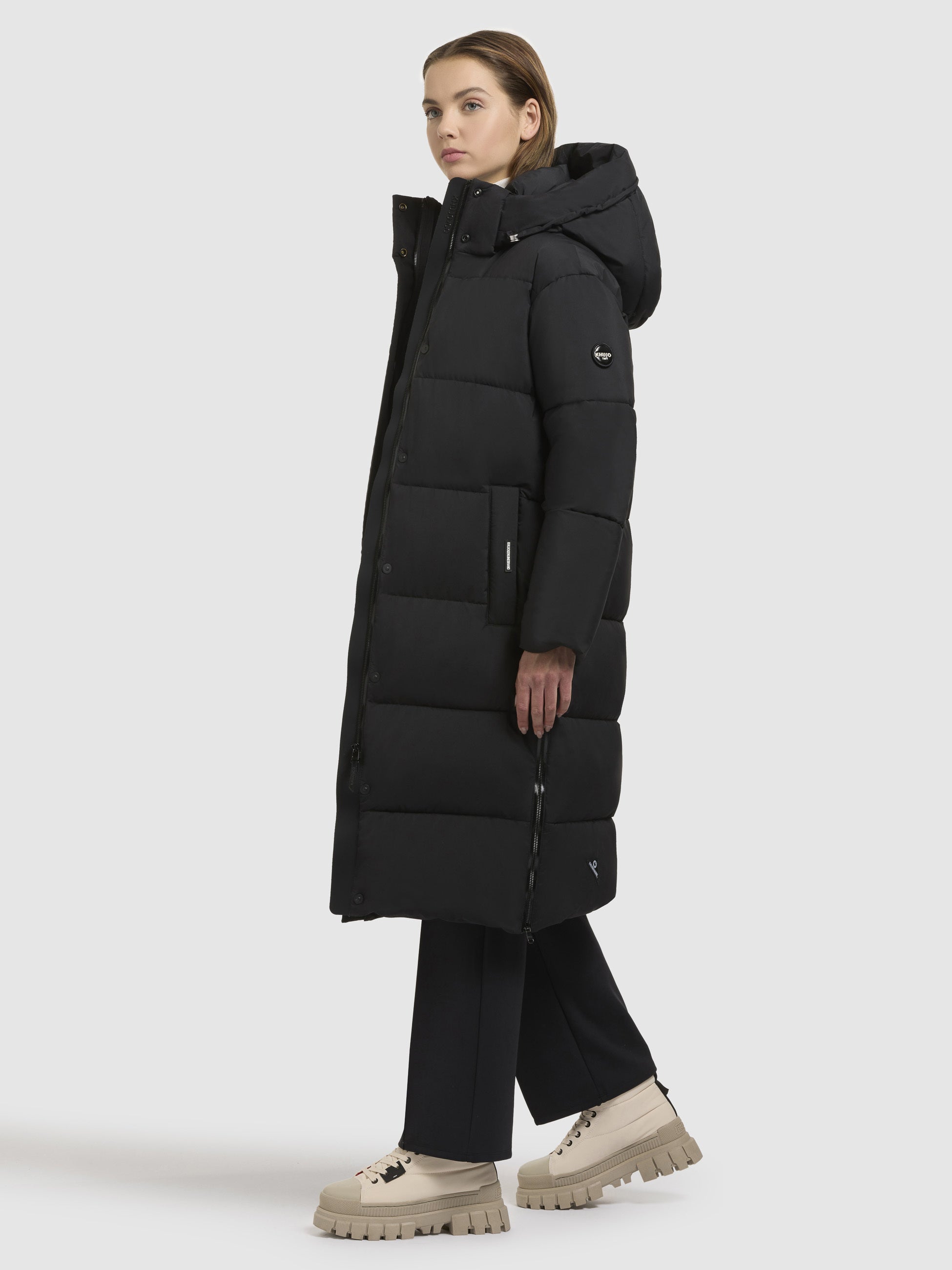 khujo-mantel-rachel-matt-schwarz-damen-steppmantel-knielang-regular-fit image 1