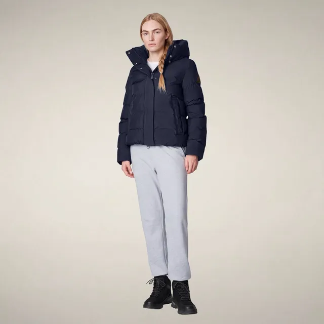 save-the-duck-arena-damen-parka-blau-schwarz-kurz image 1