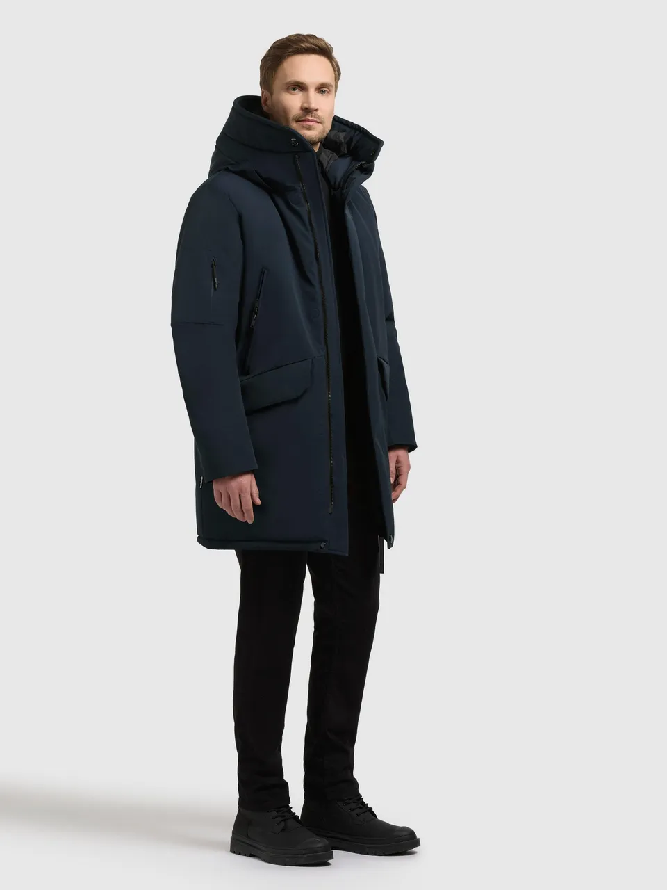 khujo-mantel-dachs-port-blue-kurzmantel-parka-mit-kapuze image 1