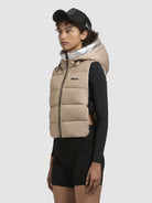 khujo-rina-steppweste-beige-kurz-mit-kapuze image 5