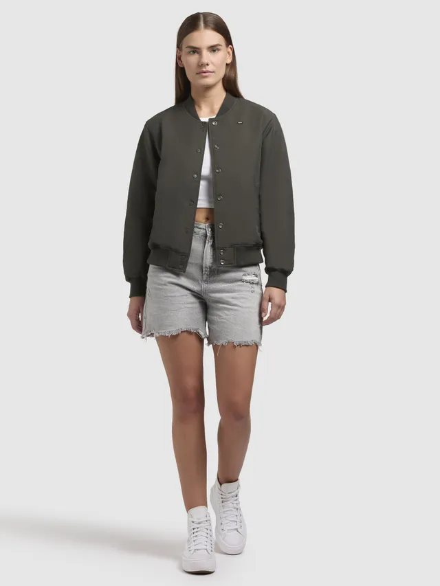 khujo-crystal-damen-bomberjacke-stepp-dark-green image 1
