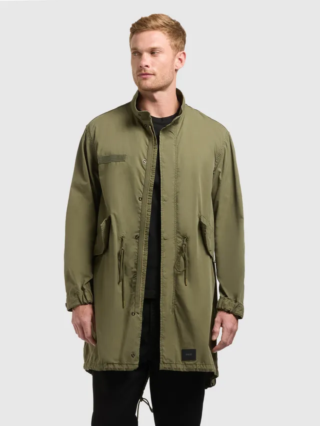 khujo-vito-mantel-olive-langer-sommerparka-herren-military image 1