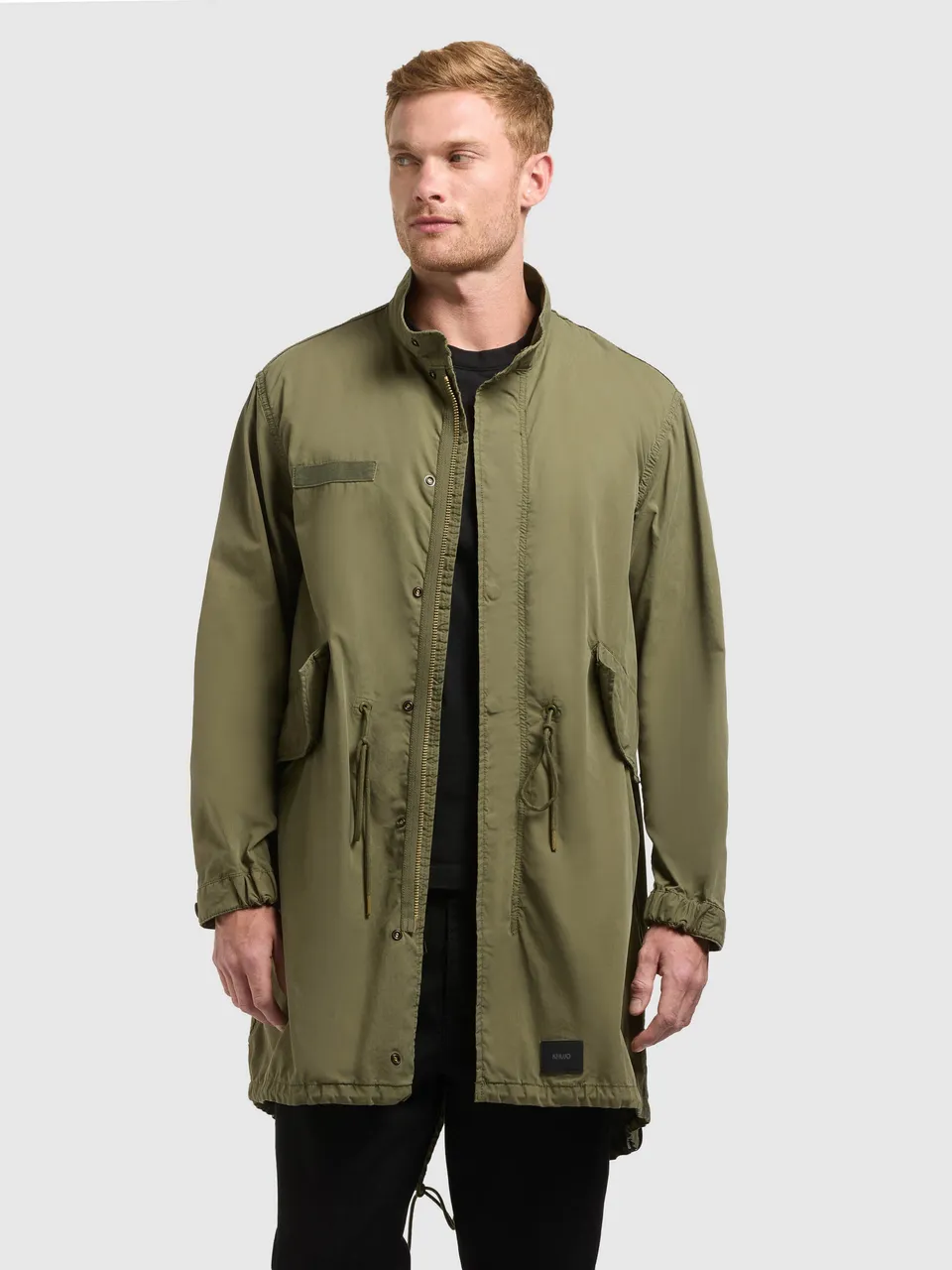 khujo-vito-mantel-olive-langer-sommerparka-herren-military image 1