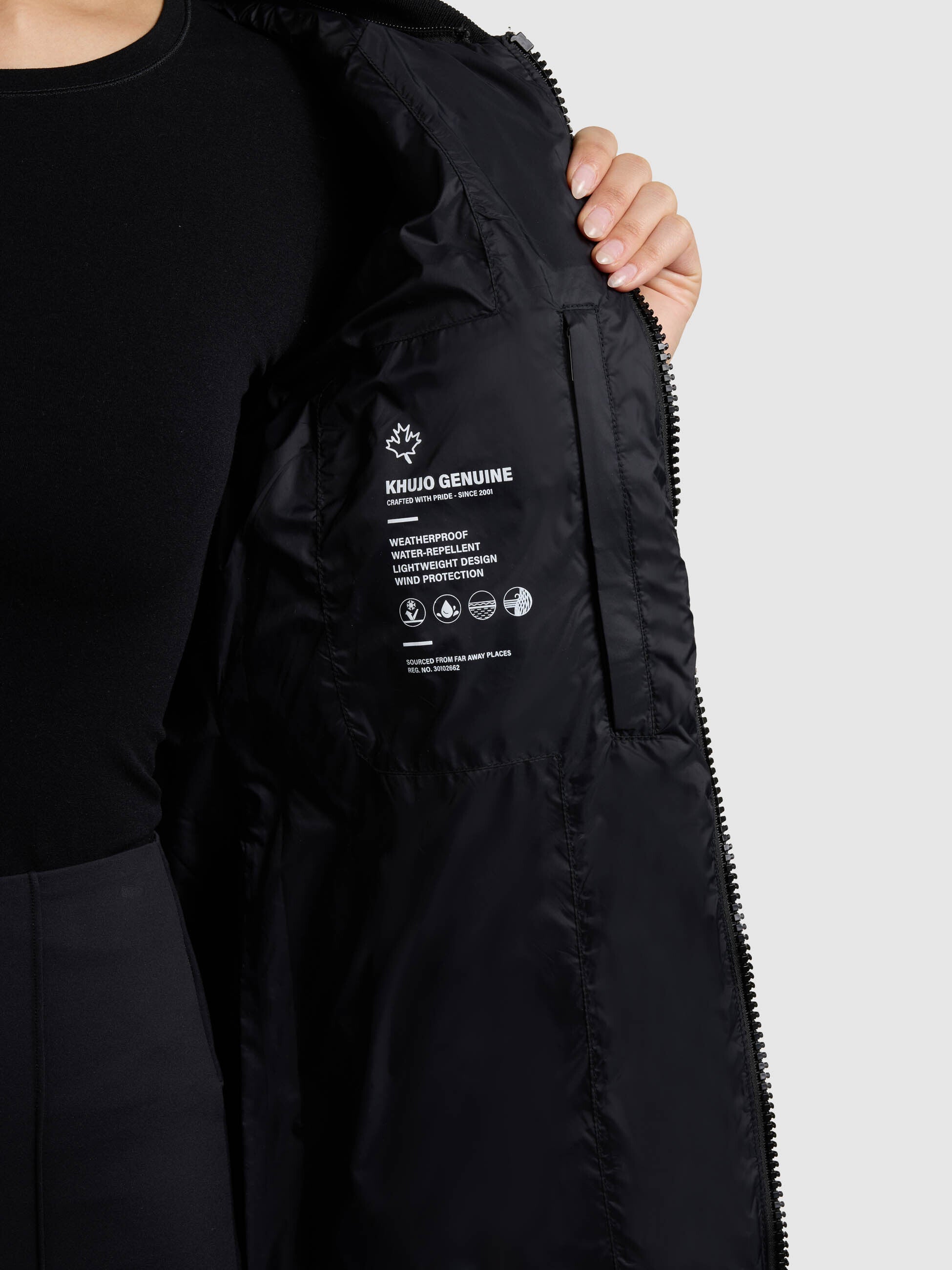 khujo-mantel-nora-black-damen-steppmantel-materialmix-neopren image 8