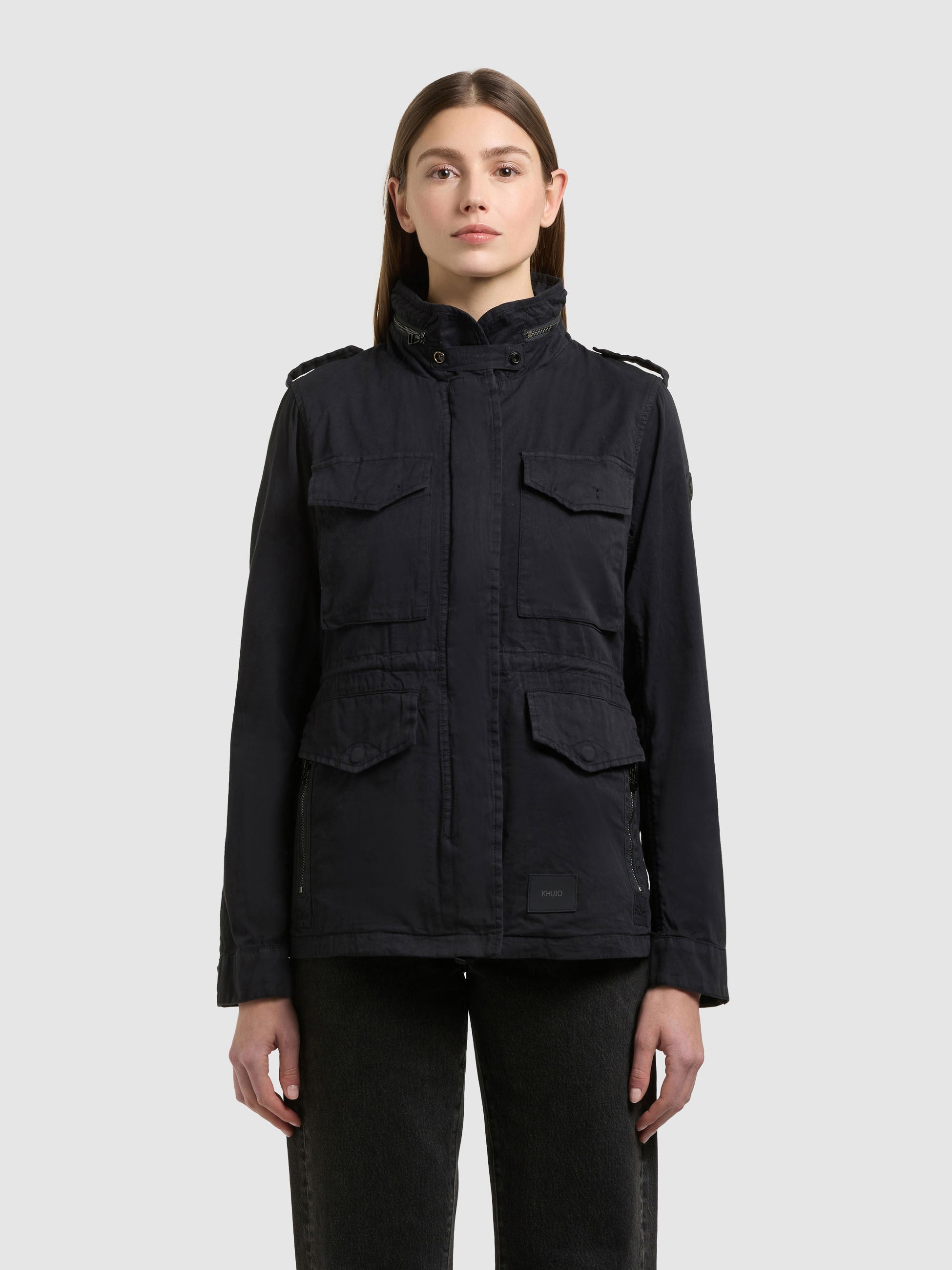 khujo-jacke-nori-black-fieldjacke-aus-baumwolltwill-im-military-stil image 4