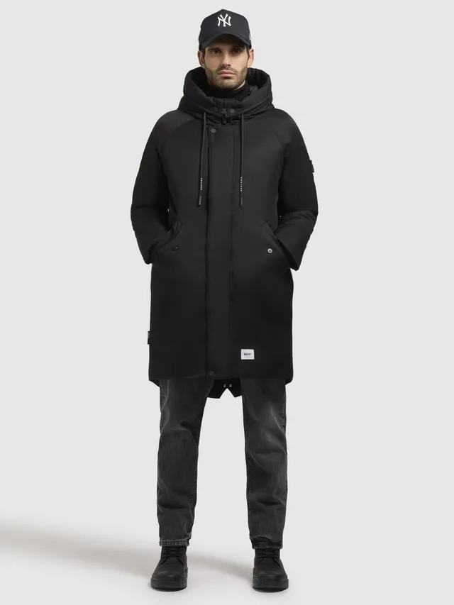 khujo-mantel-anth-parka-schwarz-knielang-loose-fit-mit-kapuze image 1