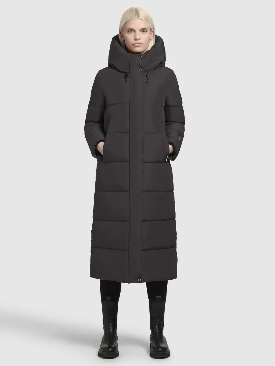 khujo-coat-soulani4-dark-gray-wadenlanger-winter-steppmantel-mit-kapuze image 1