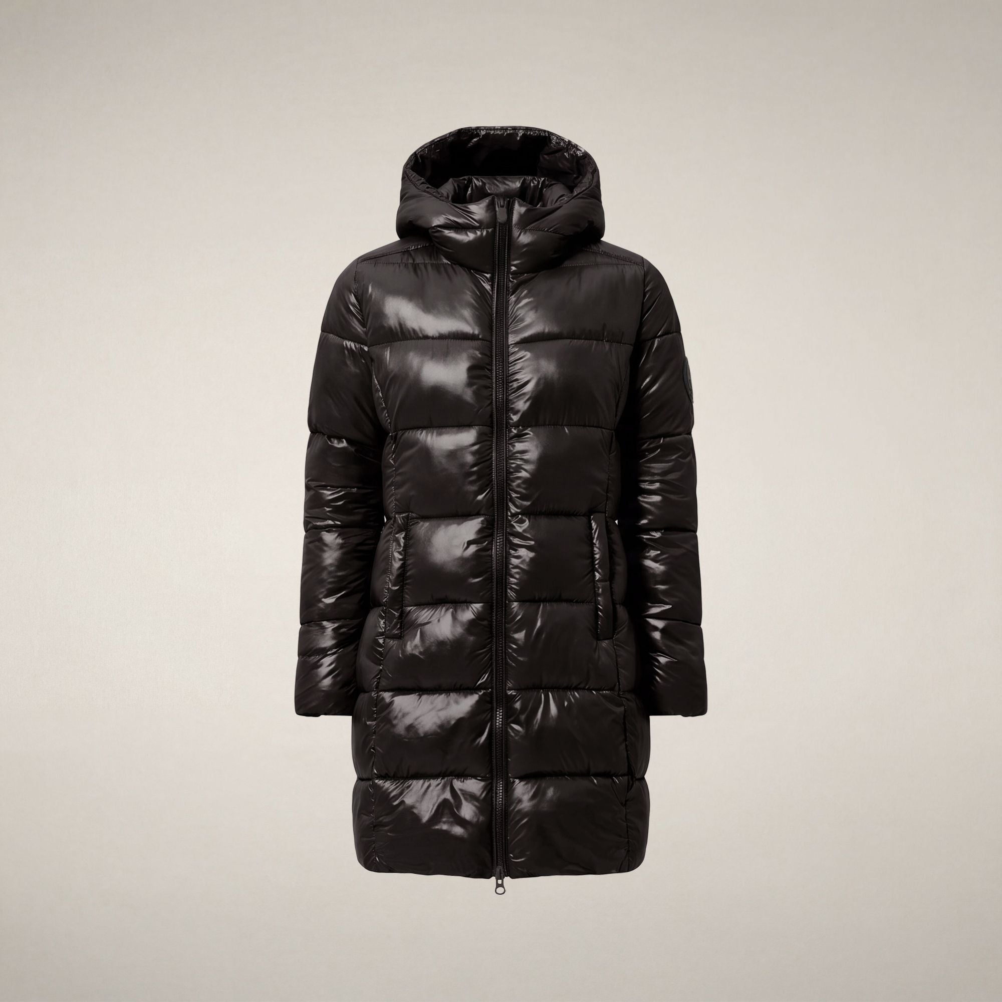 save-the-duck-ines-damen-daunenmantel-lang-braun-schwarz image 3