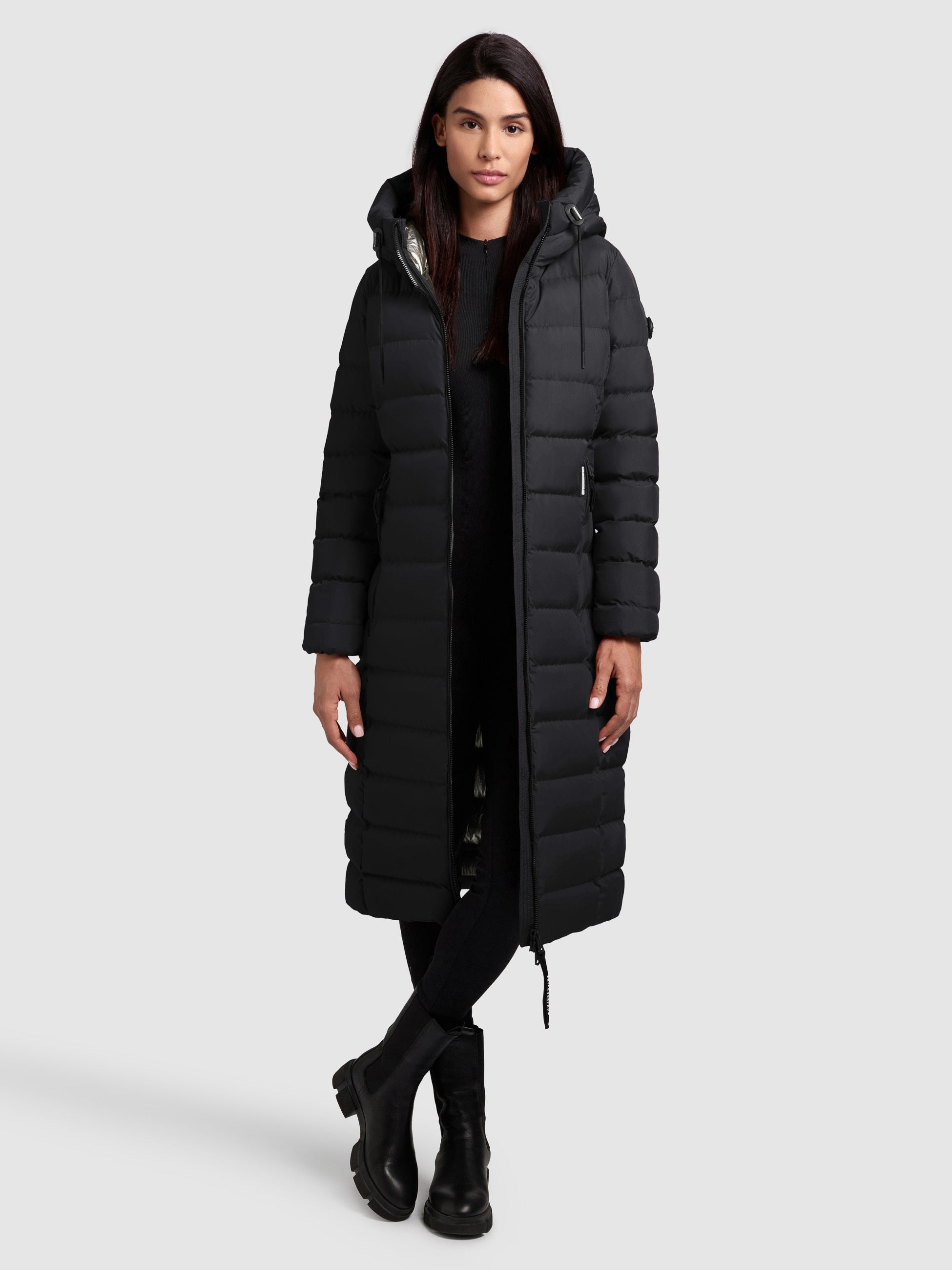 khujo-mantel-simmie-black-knielanger-damen-steppmantel-regular-fit image 6